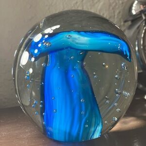 Whale Tail Hand Blown Glass Art paper weight